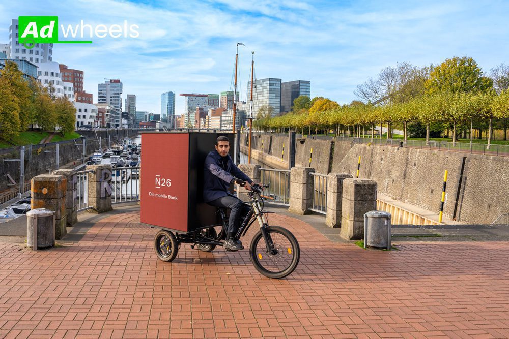Bike advertising with the LED bike from Ad-Wheels makes your advertising stand out even at dusk