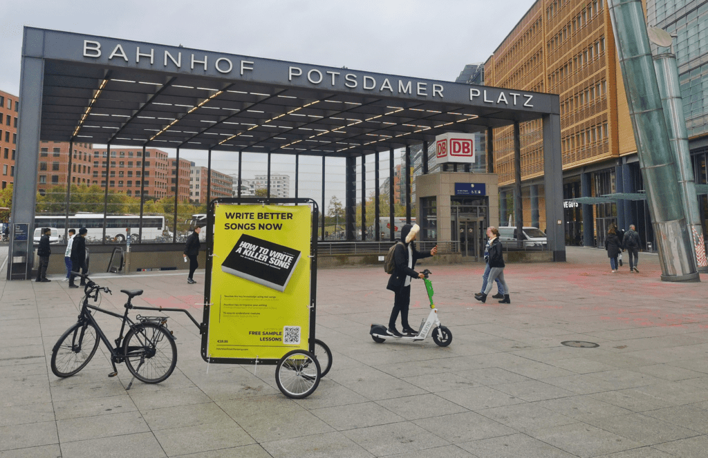 Bike advertising at the Berlin train station at Potsdamer Platz