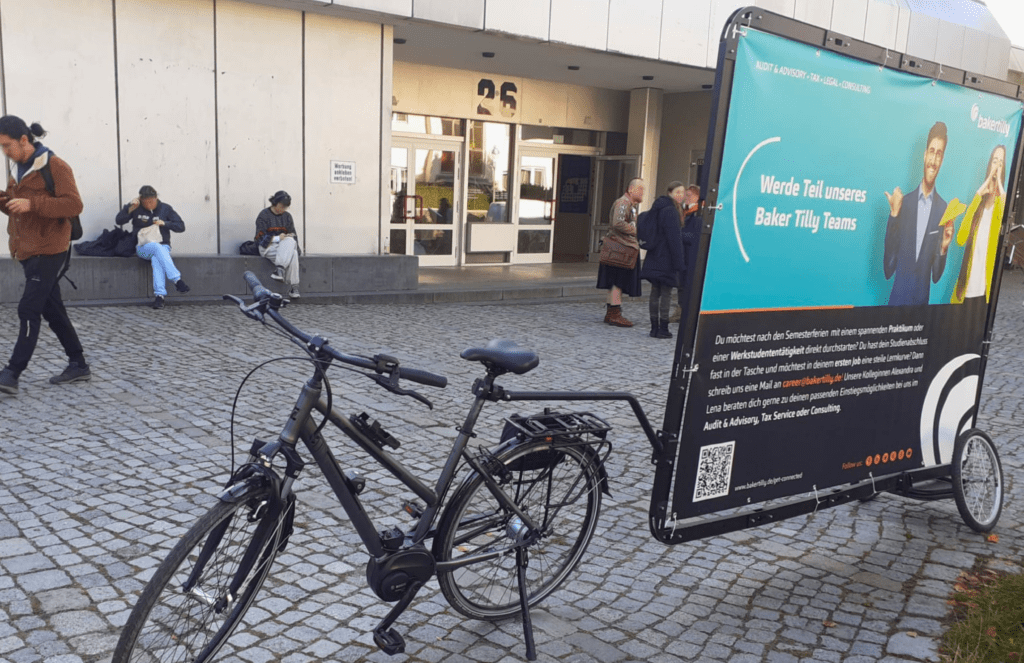 Bike advertising in Berlin in the middle of the target group